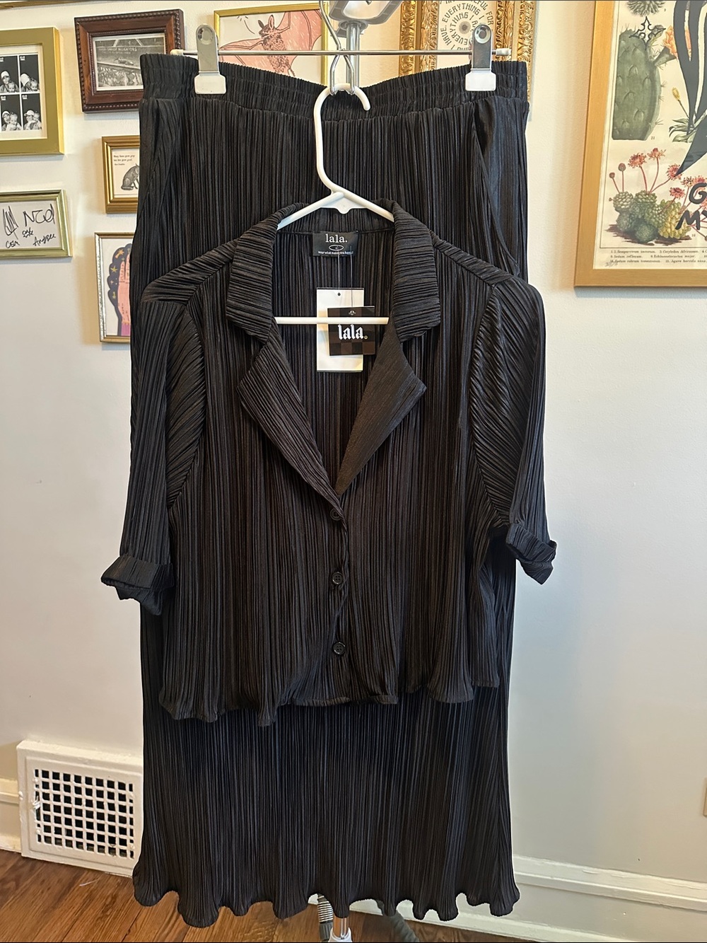 Dressed in LALA Black Pleated Skirt Set